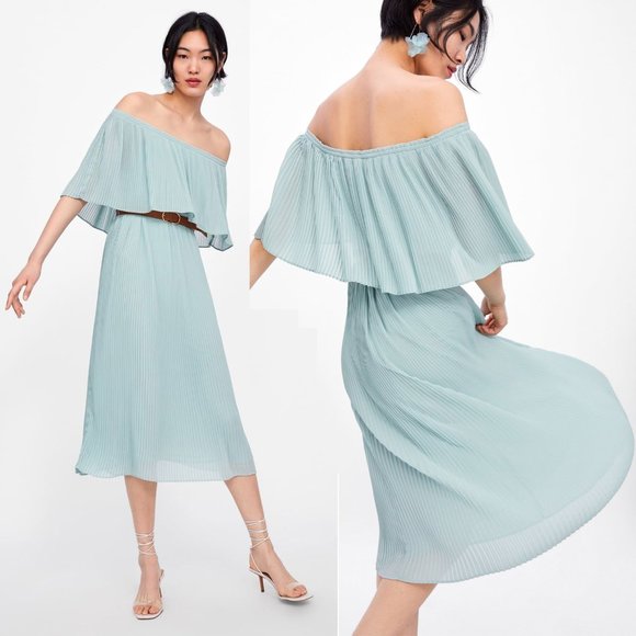 Zara | Dresses | New Zara Sea Green Off ...